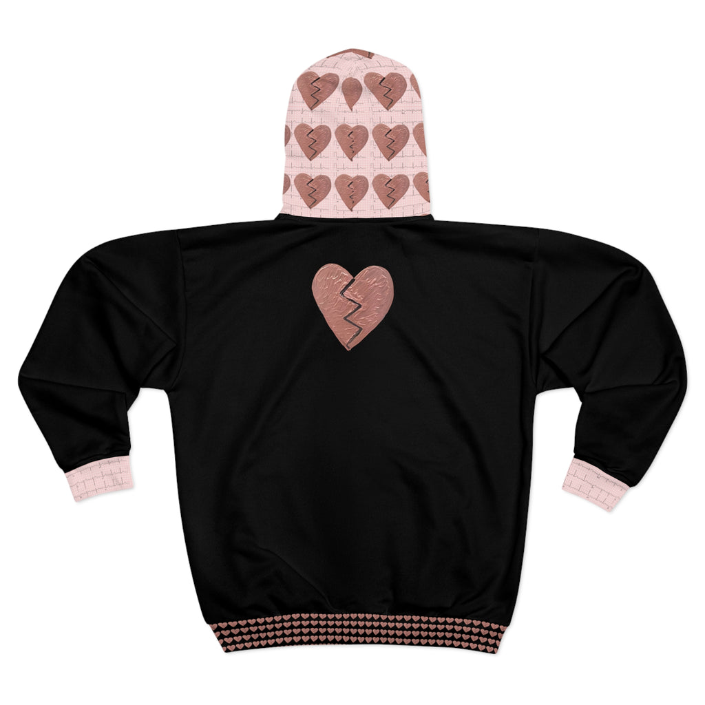 Unisex Broken Zip up Heart Hoodie