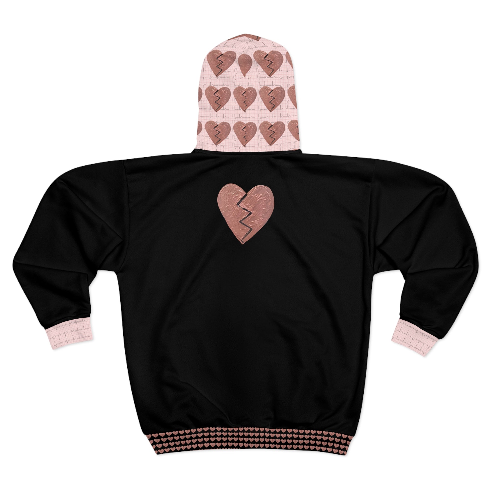 Unisex Broken Zip up Heart Hoodie