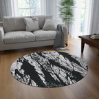 B'n W Splatter Art Round Rug
