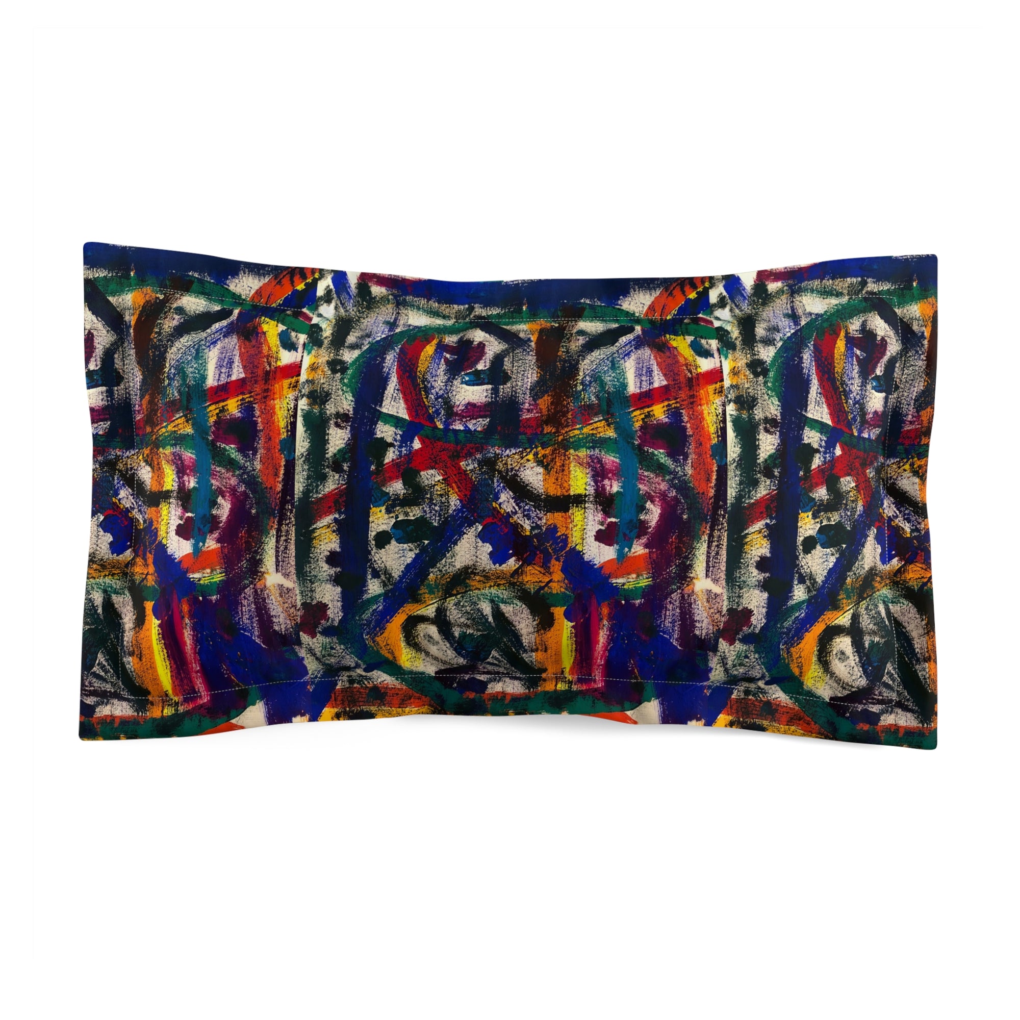 Vibrant Artistic Microfiber Pillow Sham, Bohemian Bedding, Colorful Home Decor, Cozy Bedroom Accent, Unique Gift Idea