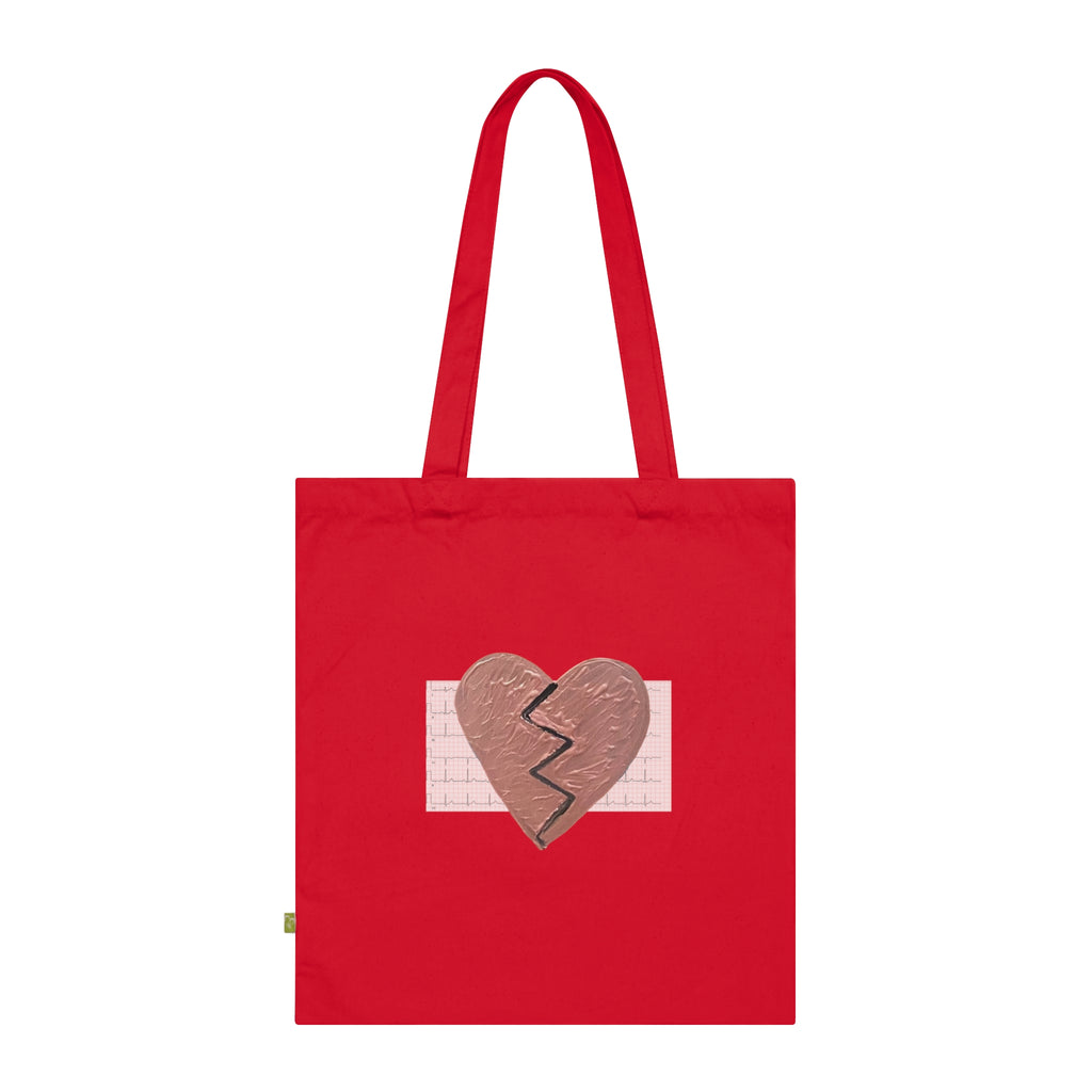Organic Beating Heart Cotton Tote Bag