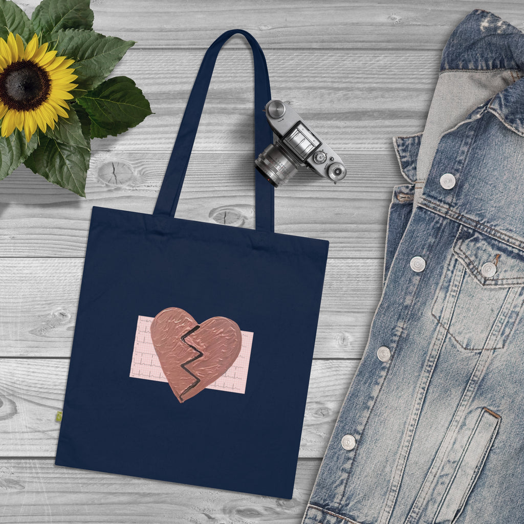 Organic Beating Heart Cotton Tote Bag