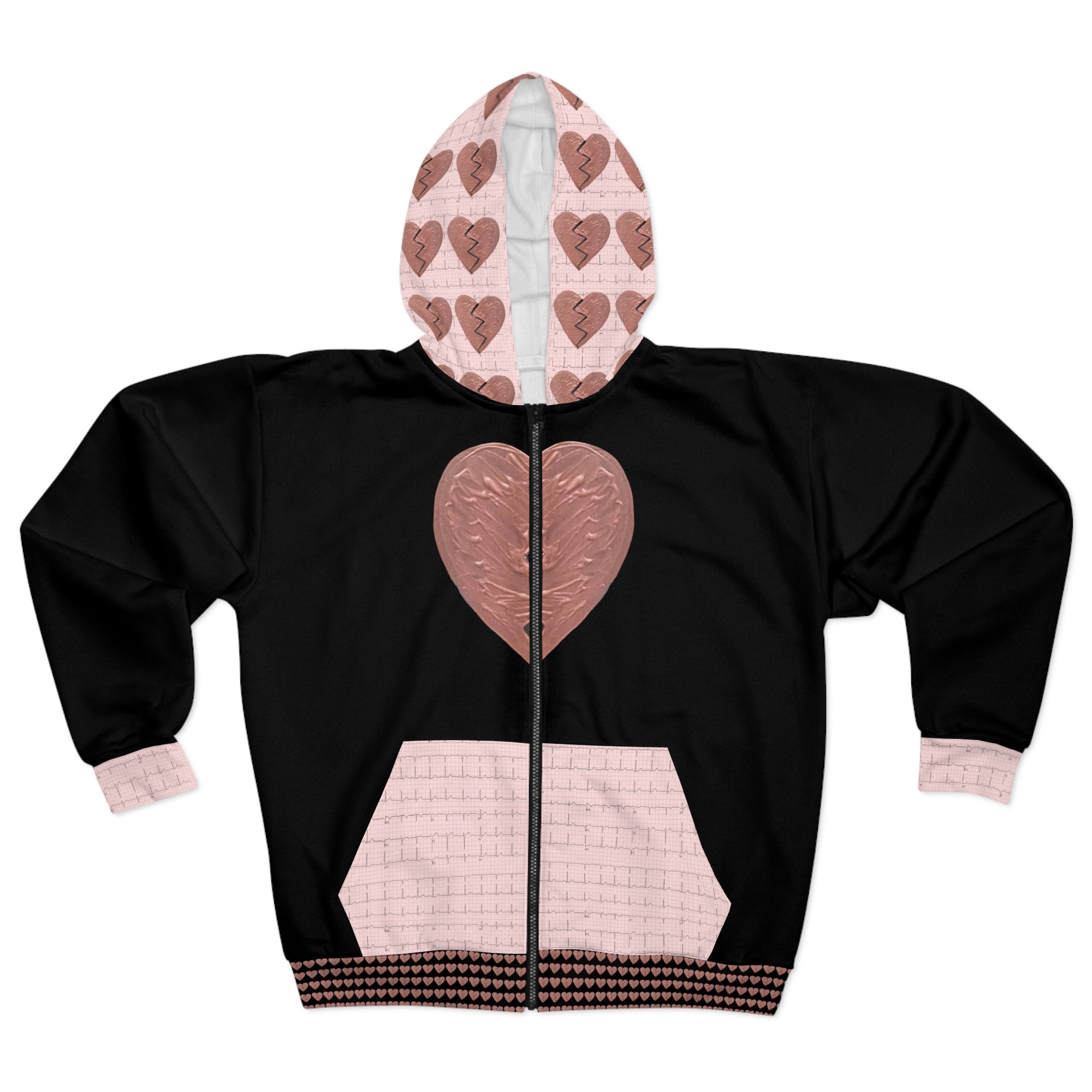 Unisex Broken Zip up Heart Hoodie