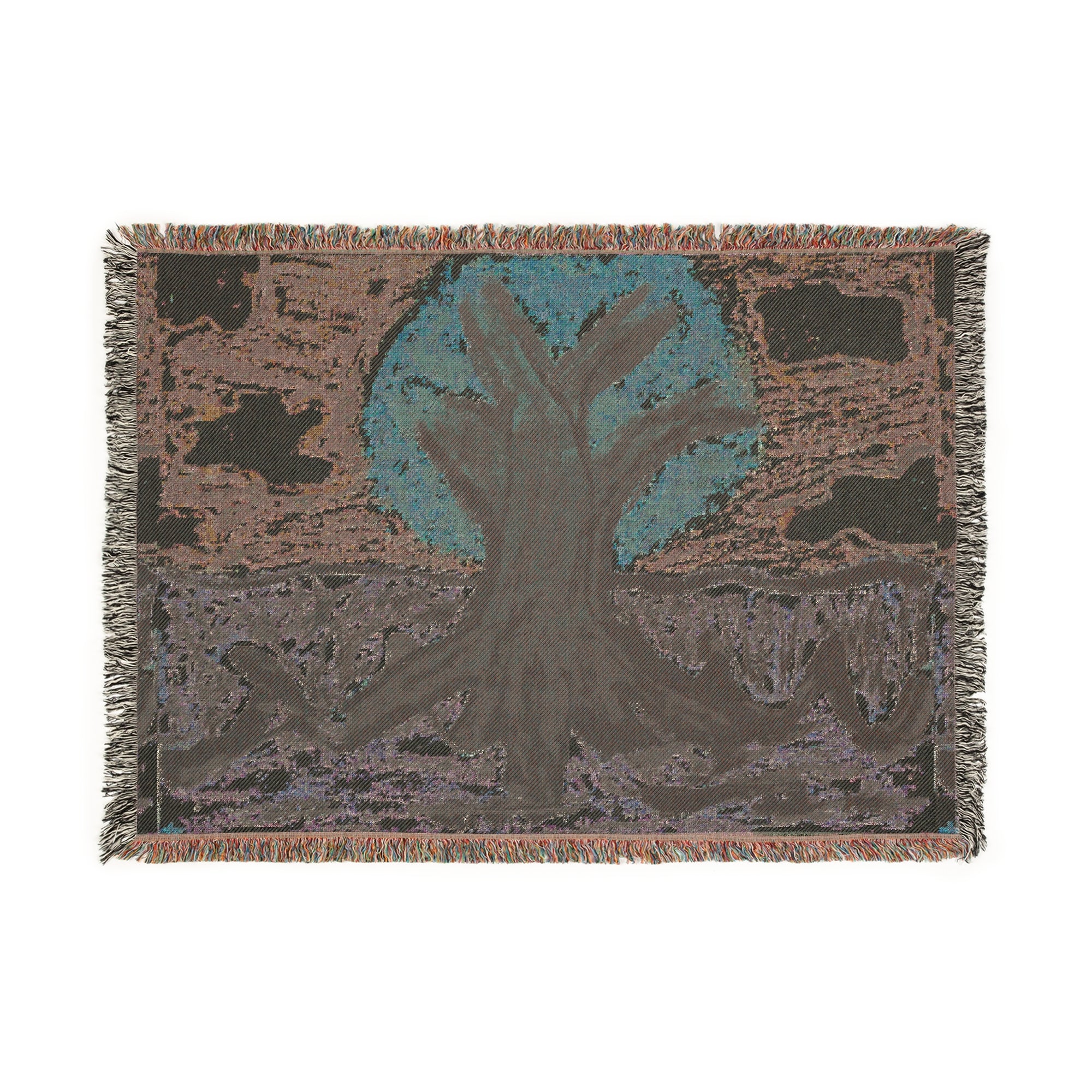 Nature-Inspired Woven Blanket for Cozy Living, Tree Design Throw, Home Decor, Gift for Nature Lovers, Perfect for All Seasons