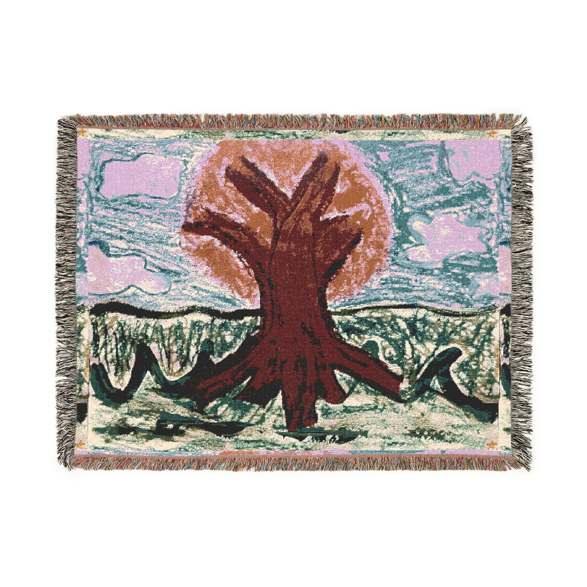 Nature-Inspired Woven Blanket for Cozy Living, Tree Design Throw, Home Decor, Gift for Nature Lovers, Perfect for All Seasons