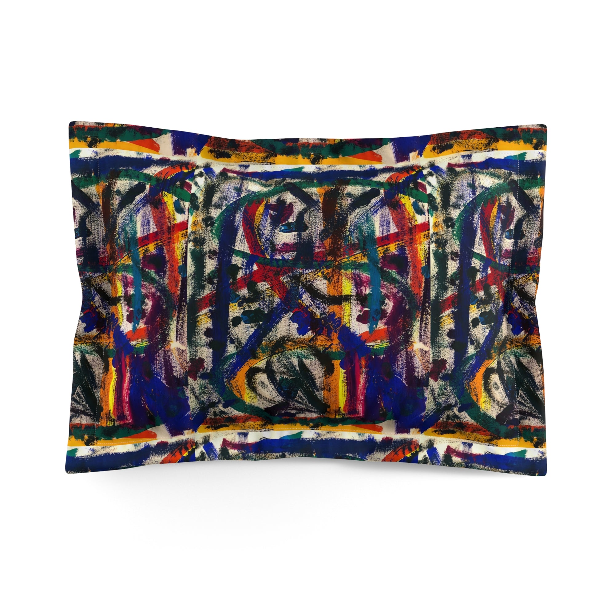 Vibrant Artistic Microfiber Pillow Sham, Bohemian Bedding, Colorful Home Decor, Cozy Bedroom Accent, Unique Gift Idea