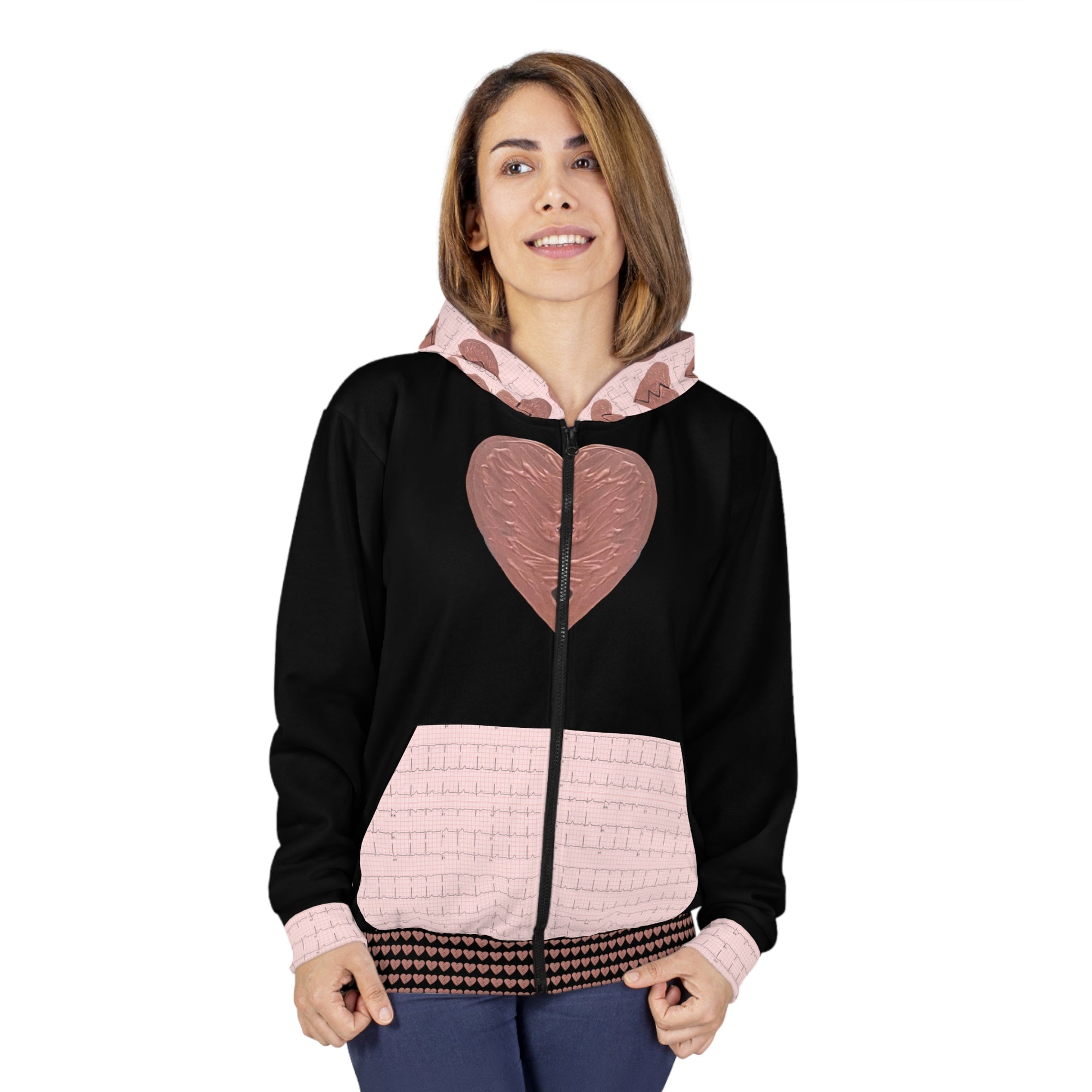Unisex Broken Zip up Heart Hoodie