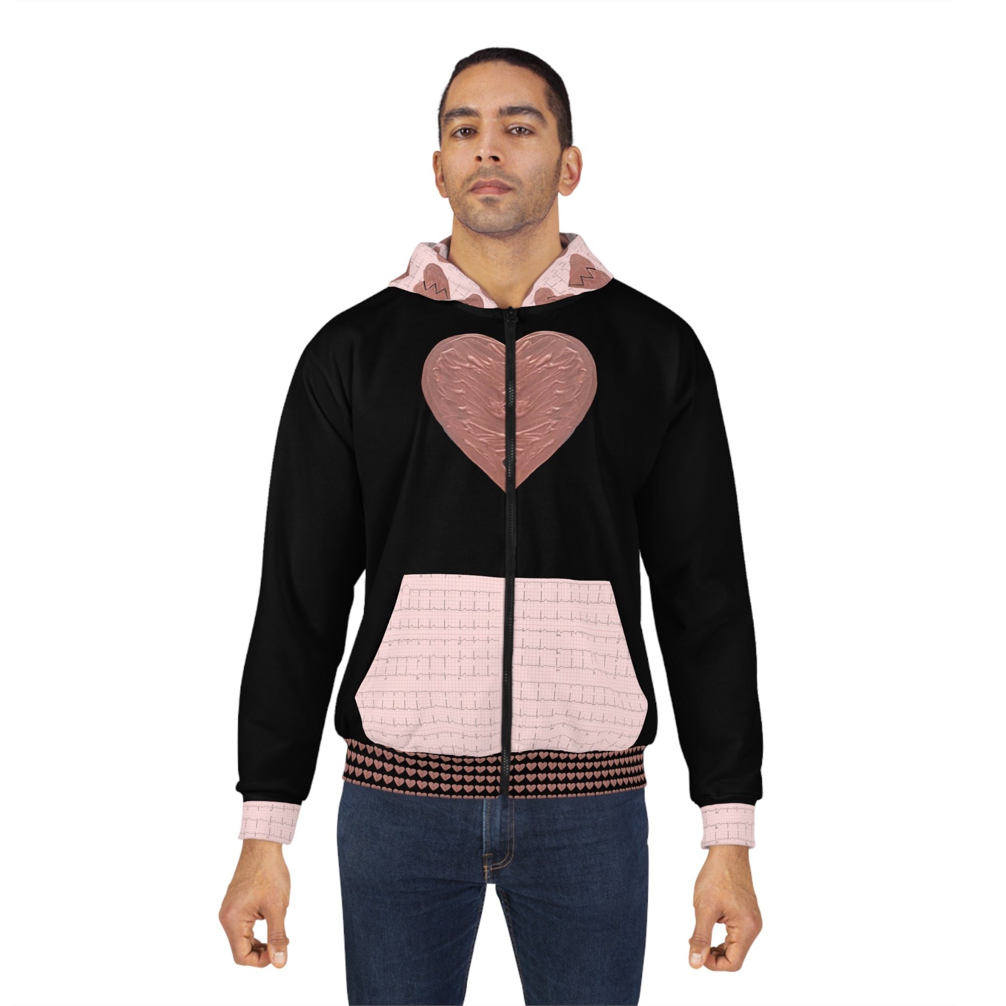 Unisex Broken Zip up Heart Hoodie