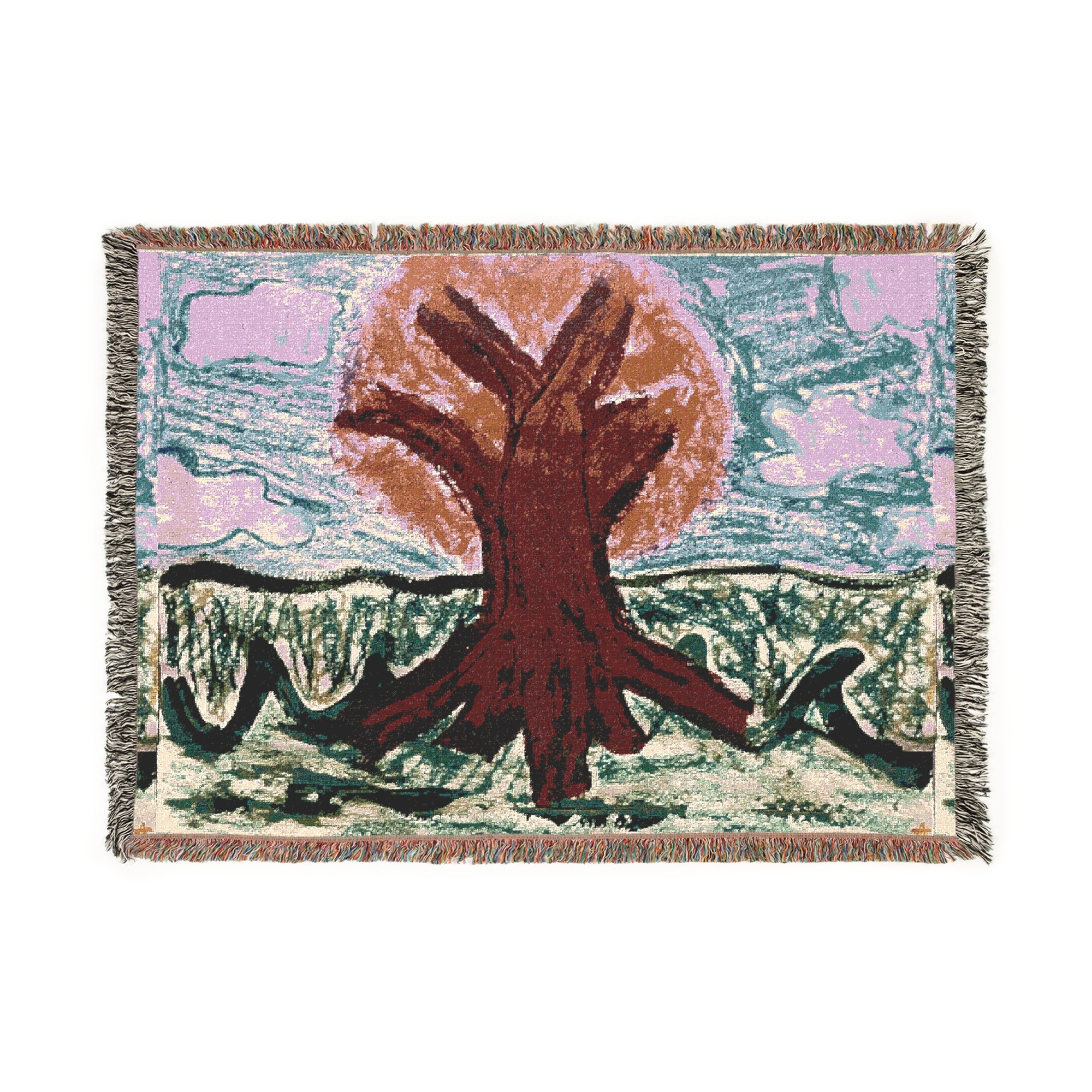 Nature-Inspired Woven Blanket for Cozy Living, Tree Design Throw, Home Decor, Gift for Nature Lovers, Perfect for All Seasons